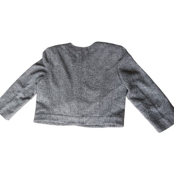 LOFT Silver Cropped Jacket with Sequin Collar | Size 14 | Lined Preppy Glam EUC - Picture 5 of 11